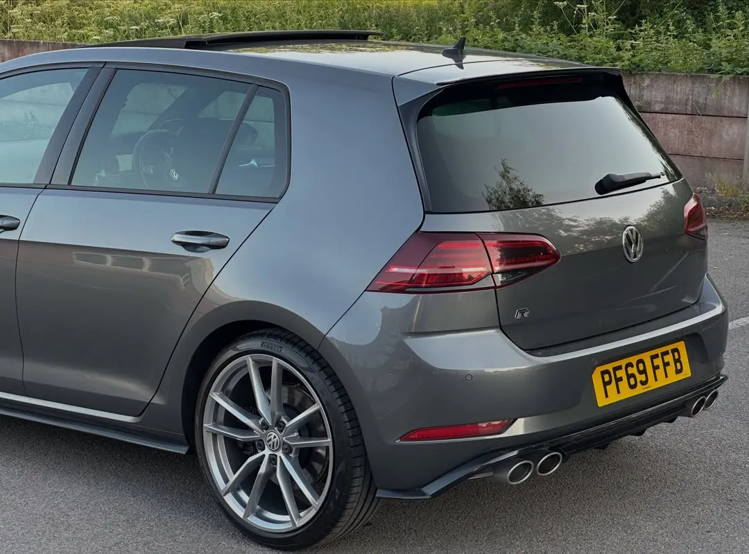2019 Volkswagen Golf R (Mk7.5) Performance Pack: Rear three-quarter view, close up