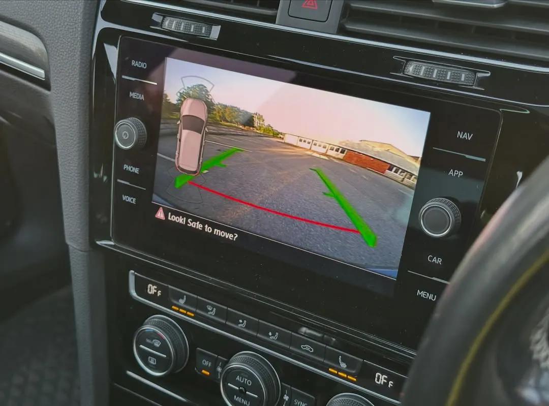 2019 Volkswagen Golf R (Mk7.5) Performance Pack: Infotainment screen showing the reverse camera